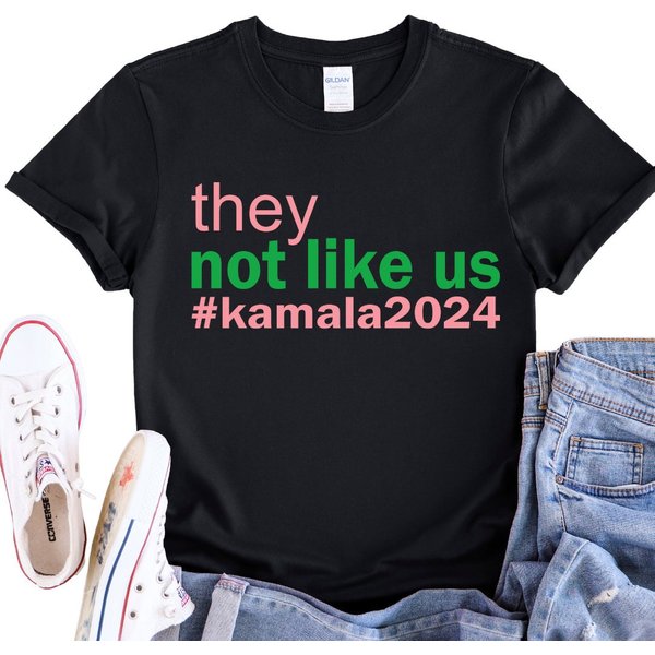 They Not Like Us Shirt, Pink And Green Kamala Shirt, Kamala Harris Shirt-image