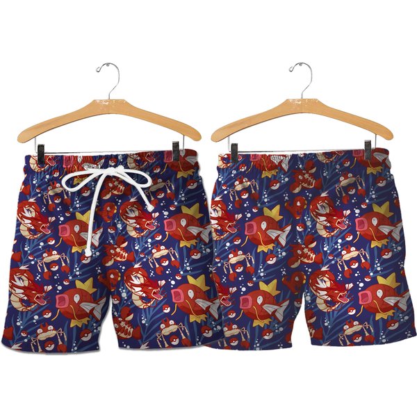 Magikarp Ocean Hawaiian Shorts, Magikarp Lover Button Up Shorts-image
