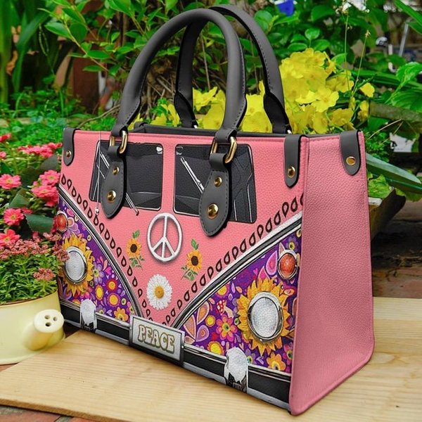 Hippie Handbag, Peace Handbag, Hippie Leather Bag,Hippie Peace Handbag,Travel Handbag,Teacher Handbag,Handmade Bag-image