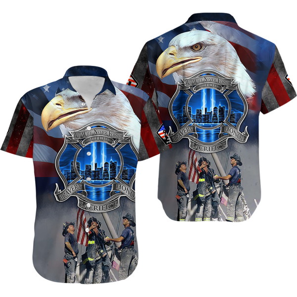 911 Never Forget Eagle American Flag Patriot Hawaiian Shirt-image