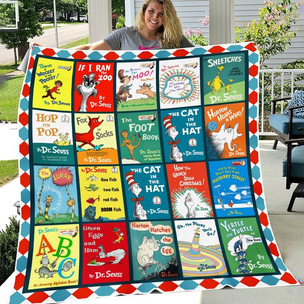 Dr. Se Uss Fleece Blanket, Cat In Hat, Funny Character Blanket