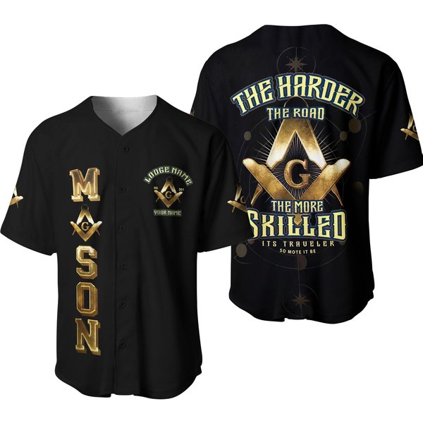 Custom Mason Lodge Name, Number, Your Name Freemasonry Baseball Jersey-image
