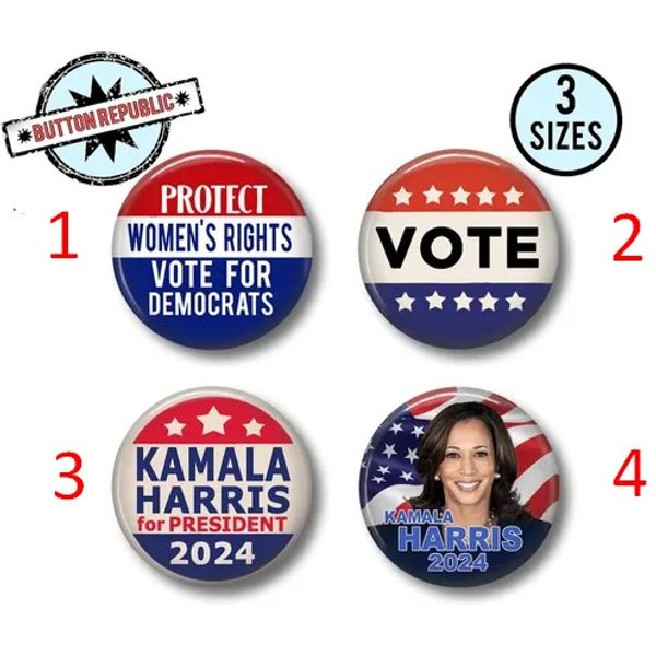 Kamala Harris Pins 2024 Democratic Presidential Campaign Button Set And Fridge Pin Buttons-image