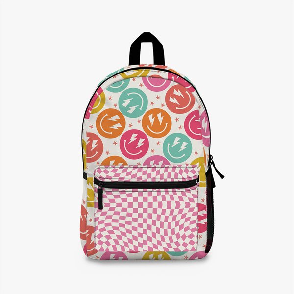 Colorful Smiley Face Backpack, Back To School, Teen Girl Backpack, Girls Backpack