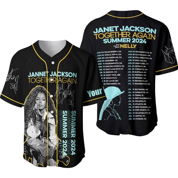 Janet Jackson Together Again Summer 2024 Personalized Baseball Jersey-image