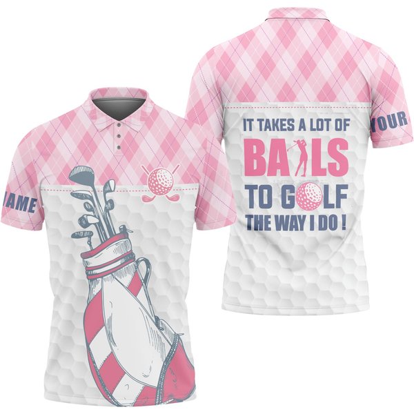 Funny Golf It Takes A Lot Of Pattern Argyle Multicolor Polo Shirt-image