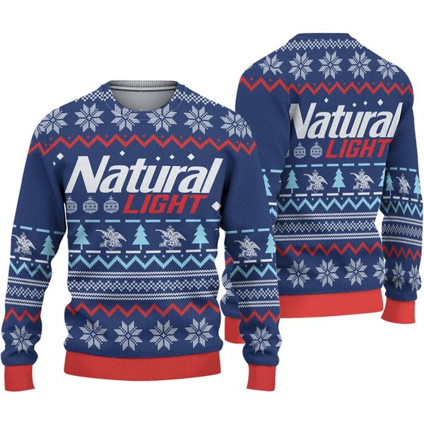 3d Natural Light Ugly Sweater Beer Drinking Christmas