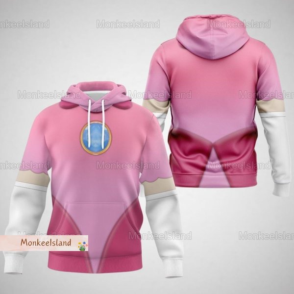 Halloween Princess Peach Costume Hoodie, Princess Peach Mario Cosplay 3D Hoodie-image