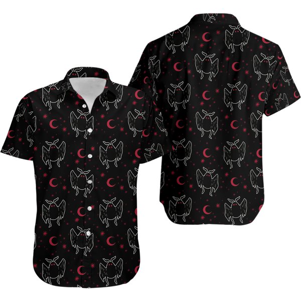 Mothman Button Up Shirt, Cryptid Hawaiian Shirt-image