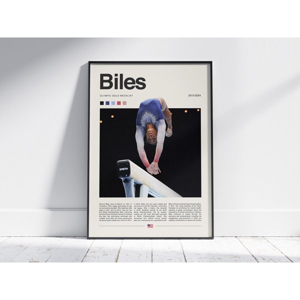 Simone Biles Poster, Gymnastics Poster, Olympics Wall Art, Simone Biles Print, Modern Sports Poster-image