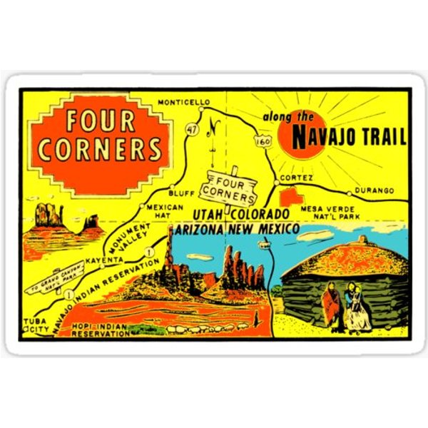 Four Corners Monument Vintage Travel Decal-image