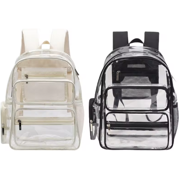Clear Backpack Heavy Duty Transparent Bag 1 See Through Bookbag For Beige