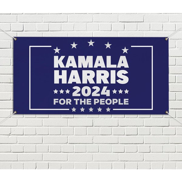 Kamala Harris 2024 Political Banner, Vinyl Banner, Harris Let's Finish The Job 2024 Banner-image