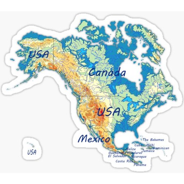 Map Of North America With Relief Topographic Map Of North America With Major Lakes And Rivers, Country Borders-image
