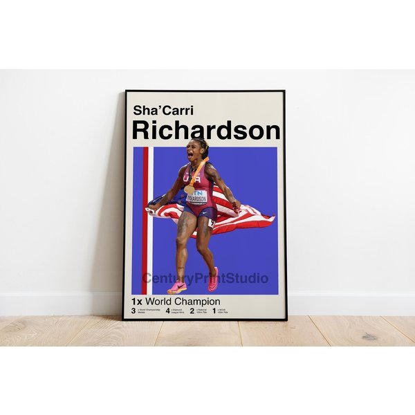 Sha'carri Richardson, Usa Track & Field Minimalist Print, Olympic Print, Mid-Century Modern Print-image