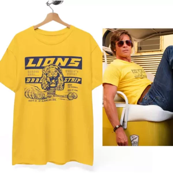 Brad Pitt Lions T-Shirt, Drag Strip Once Upon A Time In Hollywood Movie Unisex-image