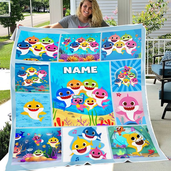 Personalized Baby Shark Fleece Blanket