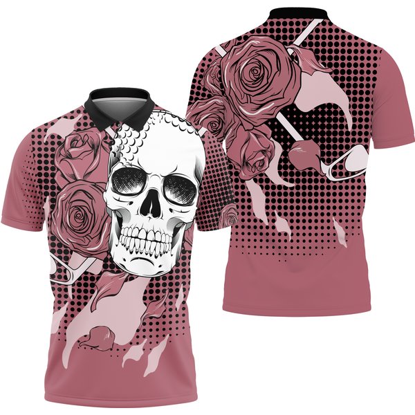 Golf Skull Ladies Rose Golf Women Polo Shirt-image