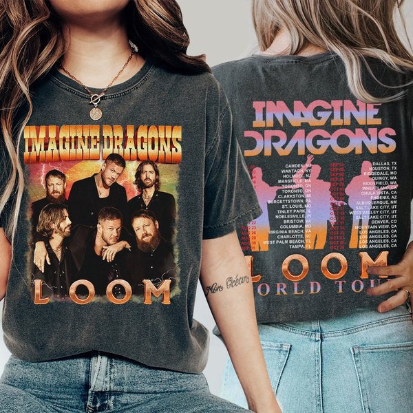 Imagine Dragons Tour Shirt, Music 2 Sides Bootleg Shirt Imagine Dragons Loom World Tour 2024-image