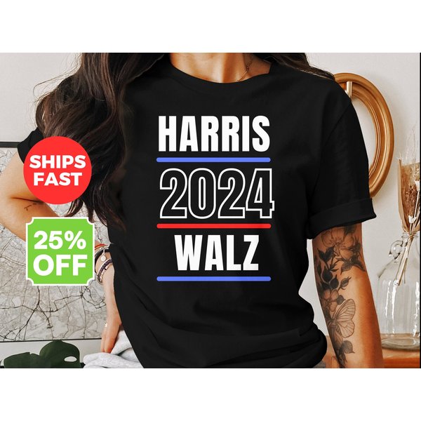 Harris Walz Election 2024 T-Shirt, Vote Harris Walz 2024 Tee, Political Campaign-image