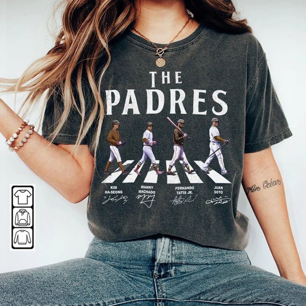 The Padres Walking Abbey Road Signatures Baseball Shirt, Kim Ha-Seong, Manny Machado, Frd Tatis Jr.-image