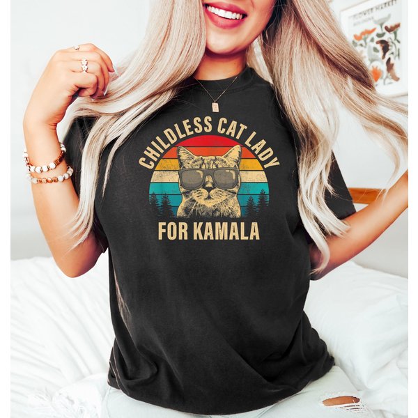 Childless Cat Lady Kamala Shirt, Kamala Harris President 2024 Shirt-image