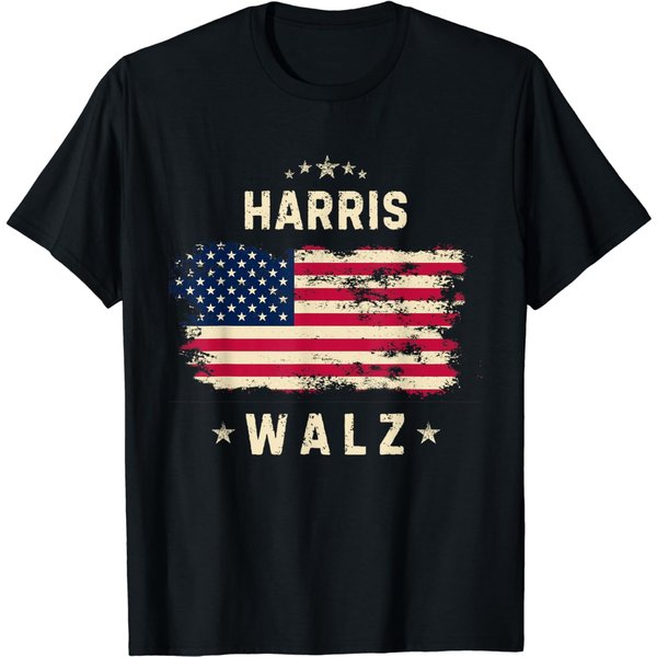 Kamala Harris Tim Walz 2024 Usa Flag Election T-Shirt-image