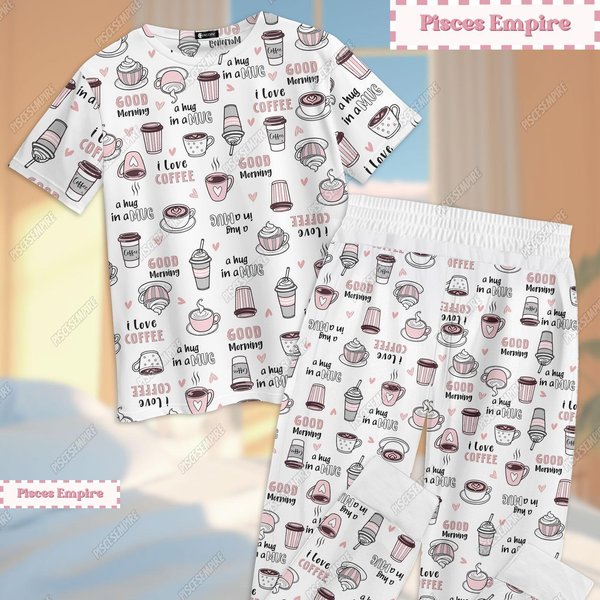Funny Coffee Pajama Set - I Love Coffee-image