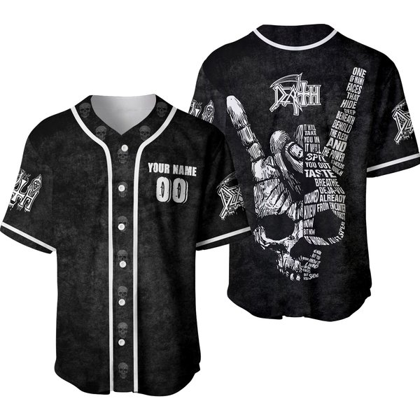 Personalized! Death Band Music 3D Black Baseball Jersey Shirt Gift Fans-image