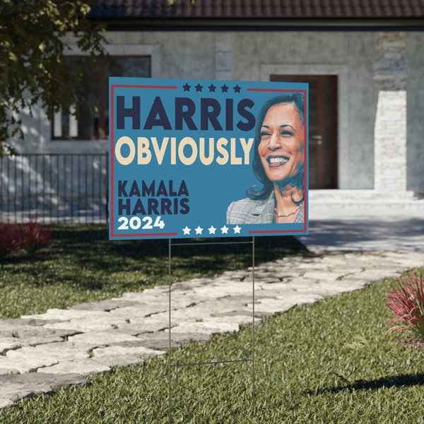 Kamala Harris Lawn Sign, Harris Obviously, Harris 2024 Yard Sign-image