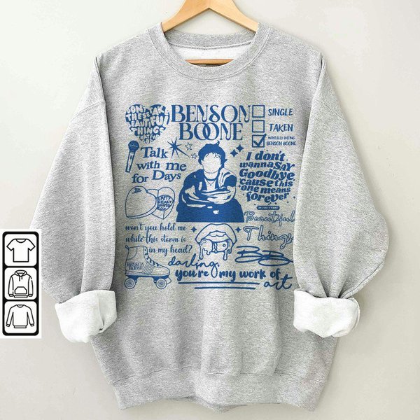 Benson Boone Doodle Art Fireworks And Rollerblades World Tour 2024 Concert Sweatshirt-image