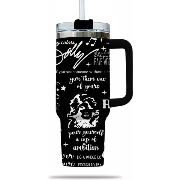 Dolly Parton Signature 40 Oz Tumbler With Handle - Country Music Legend Fans-image
