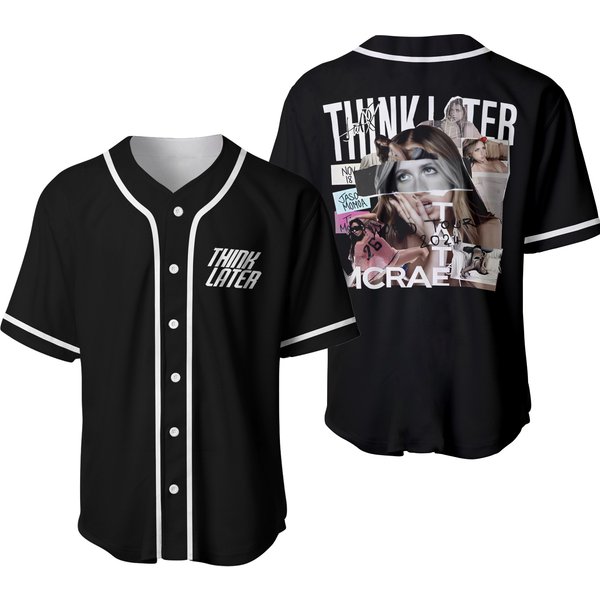 Tate Mcrae Think Later Tour 2024 Jersey Baseball Jacket Short Sleeve-image