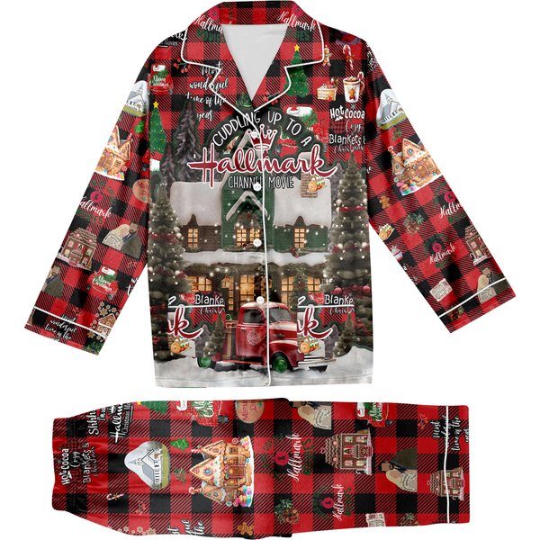 Cuddling Up To A Hallmark Channel Movie Pajamas Set, Christmas Pajamas, Family Christmas Pajamas, Family Holiday Pajamas-image