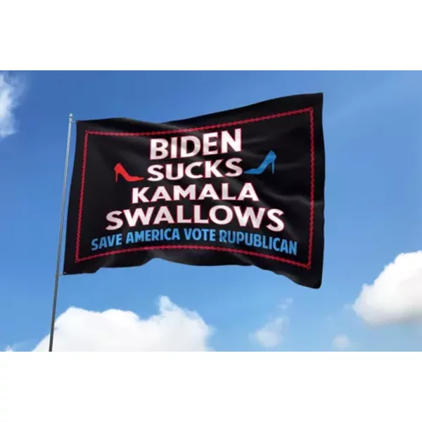 Biden Sucks Kamala Swallows Save American Vote Republican Trump 2024 Flag-image