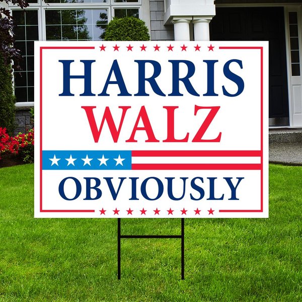 Harris Walz 2024 Obviously Yard Sign - Coroplast Harris For President 2024 Yard Sign-image