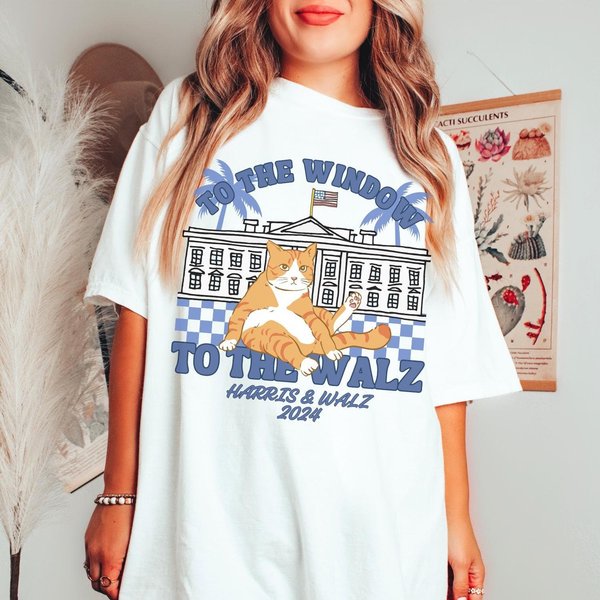 To The Window To The Walz Harris Walz Shirt, Childless Cat Ladies-image