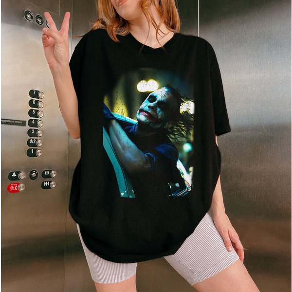 The Joker Unisex T-Shirt, The Joker Hanging Out Of Car, Heath Ledger, The Dark Knight, Christopher Nolan-image