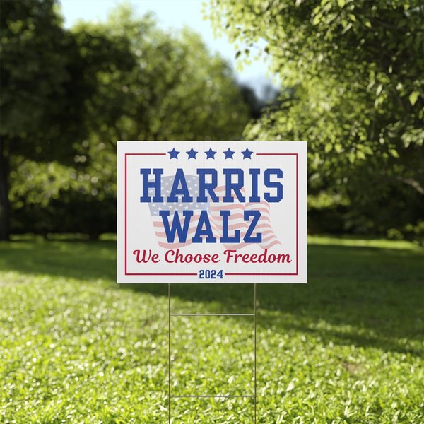 Harris Walz Yard Sign We Choose Freedom Double Sided Kamala Harris Election Yard Sign-image