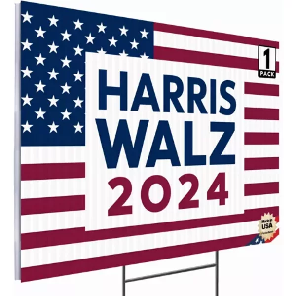 Harris Walz 2024 Yard Sign With Stakes, 24"X18" Double Sided Sign (Design 3)-image