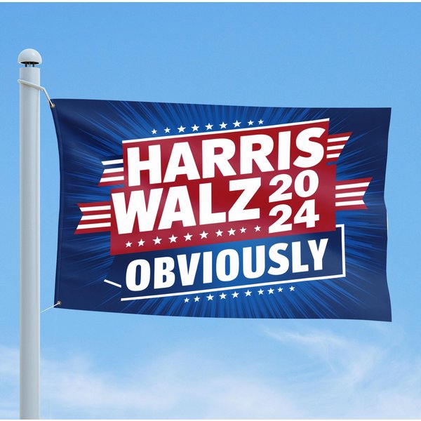 Harris Walz Obviously 2024 Flag - Political Merchandise-image