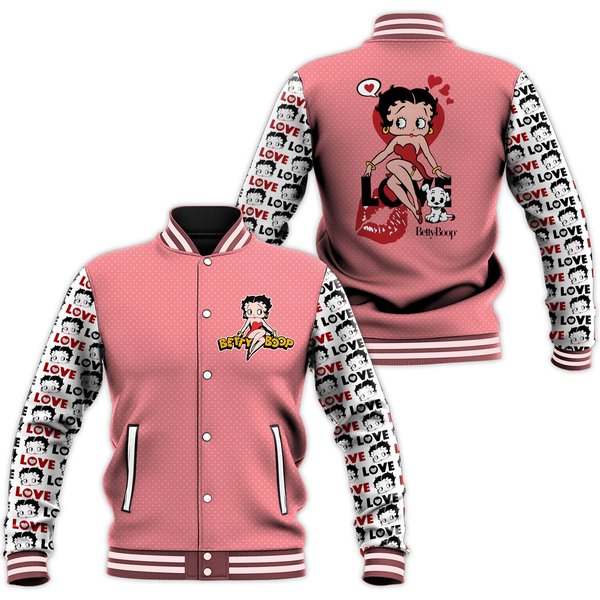 Betty Boop Baseball Jacket, Betty Boop Cartoon Jacket-image