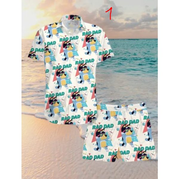 Rad Dad Hawaiian Set, Summer Shirt, Hawaiian Shirt-image
