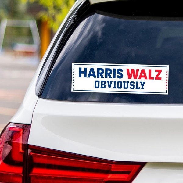 Harris Walz Obviously Sticker Vinyl Decal, Harris For President 2024 Vinyl Sticker-image