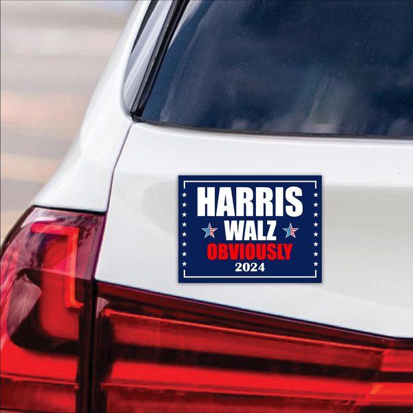 Harris Walz 2024 Obviously Car Magnet, Harris For President 2024 Vehicle Magnet