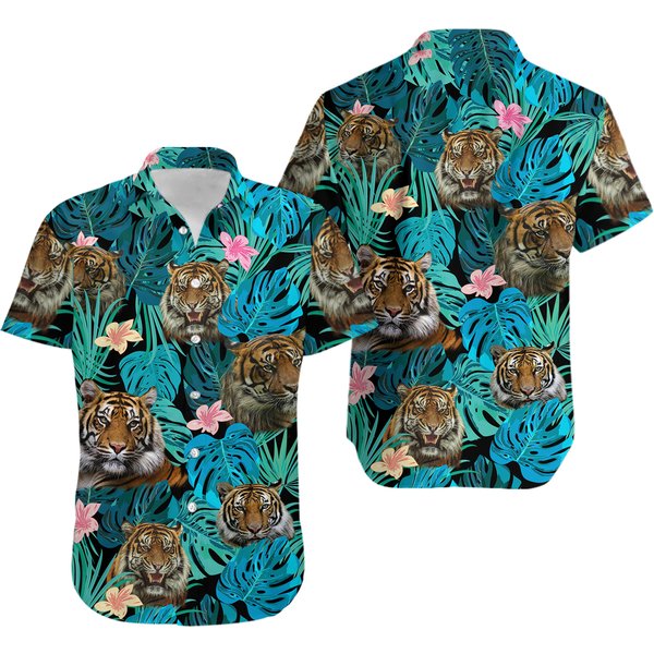 Tiger Tropical Hawaii Shirt, Gift For Men, Couple Hawaiian Shirt-image