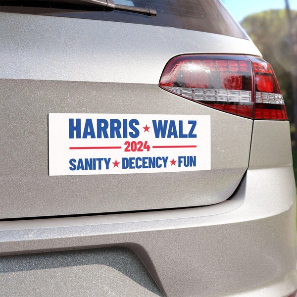 Harris Walz 2024 Car Magnet | Kamala Harris Car Magnet | Sanity Decency Fun-image