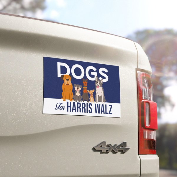Dogs For Harris Walz Car Magnet, Harris Walz Car Magnet-image