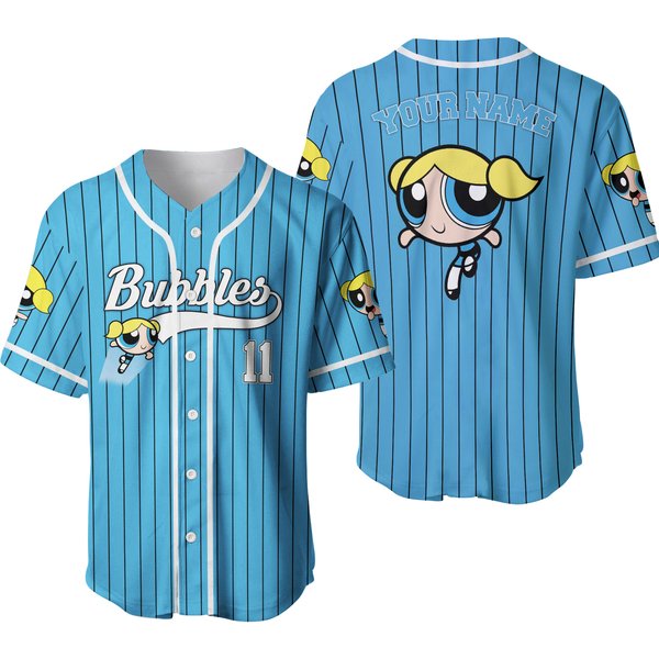 Personalized Powerpuff Girls Baseball Jersey - Custom Bubbles Shirt-image