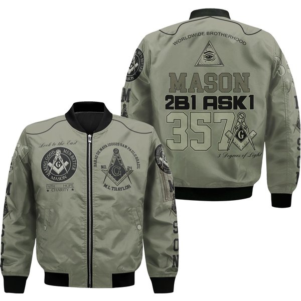 Custom Lodge Name Number Your Name Mason Look To The East 3D Bomber Jacket-image